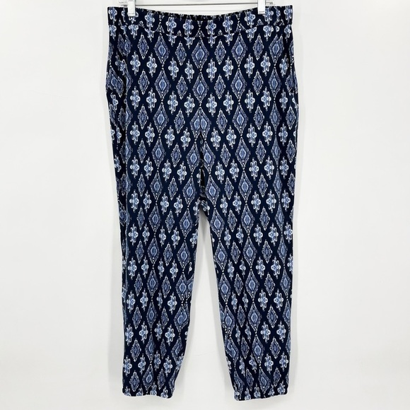 White House Black Market The Jogger Blue Ikat Crop Pants - Picture 1 of 6